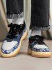 Mixed Media Paisley Floral Print Board Shoes -  