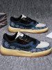 Mixed Media Paisley Floral Print Board Shoes -  