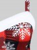 Robe Mi-Longue de Noël à Carreaux à Imprimé Flocon de Neige de Grande Taille - Rouge L | États-Unis 12