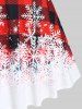 Plus Size Plaid Snowflake Print Christmas Midi Dress -  