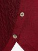 Plus Size Convertible Neck Cable Knit Panel Slit Top -  