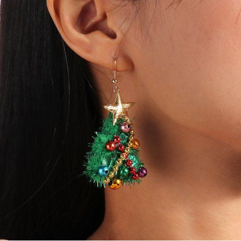 Christmas Tree Drop Earrings - GREEN