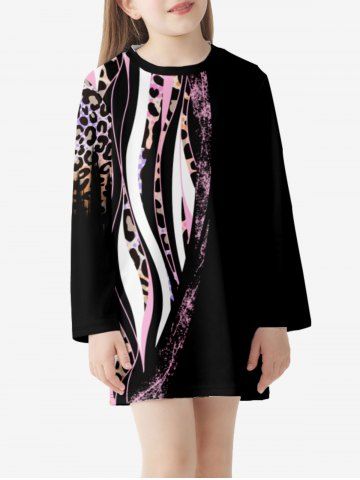 Kids Leopard Abstract Print T-shirt Dress