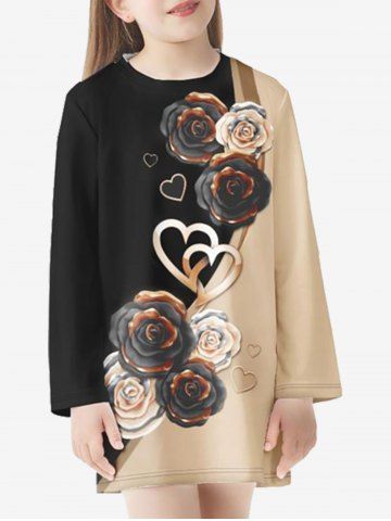 Robe T-shirt à Imprimé Rose pour Enfants