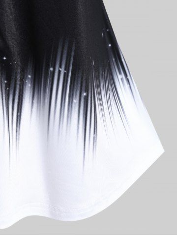 Monochrome Colorblock Button Up Shirt and Skinny Leggings Plus Size Outfit