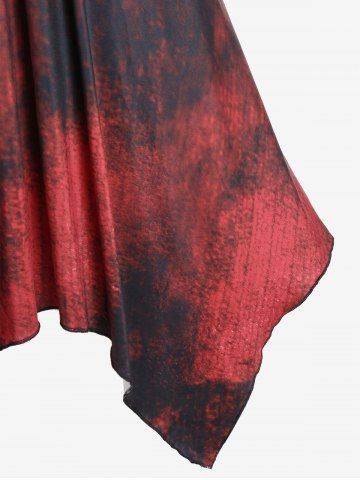 Plus Size Lace Up Tie Dye Handkerchief Sleeveless Midi Dress