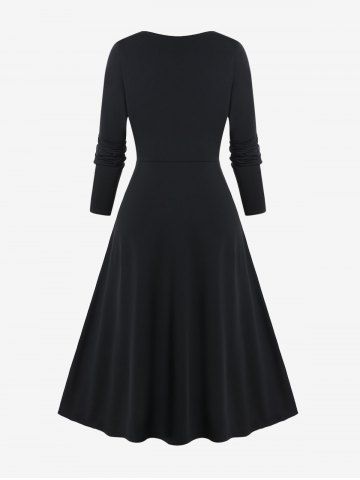 Gothic Two Tone Lace-up Asymmetrical Midi Dress