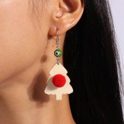 Boucles D'Oreilles Pendantes Sapin de Noël et Boule en Peluche - Multi 