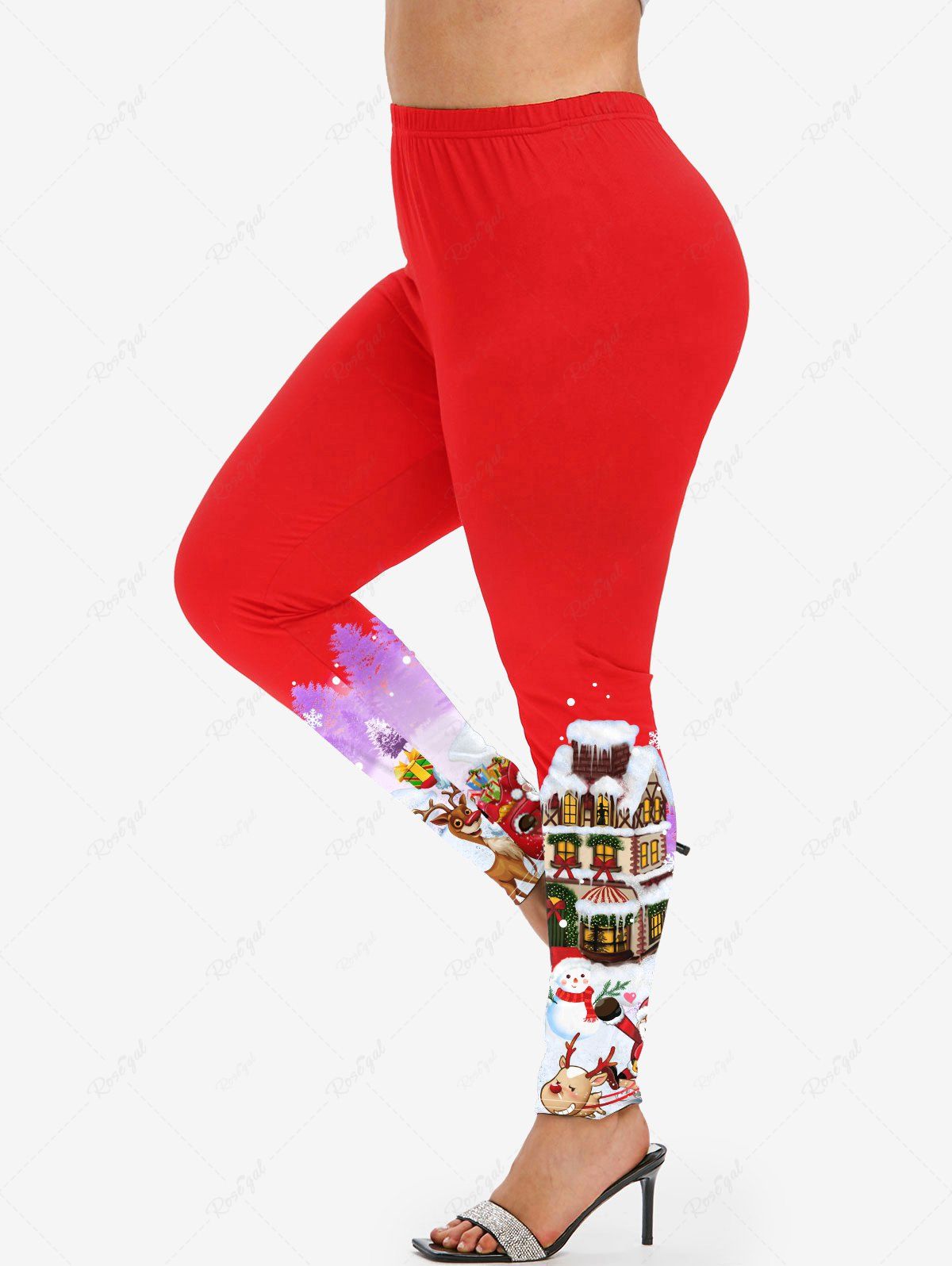 Legging de Noël Imprimé de Grande Taille Rouge L | US 12