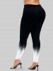 Monochrome Colorblock Button Up Shirt and Skinny Leggings Plus Size Outfit -  