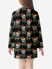 Girls Christmas Skull Hat Candy Print T-shirt Dress -  