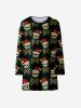 Girls Christmas Skull Hat Candy Print T-shirt Dress -  