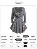 Plus Size Colored Ethnic Striped Print Godet Draped Long Sleeve Top -  