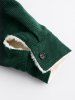 Double Pockets Design Fuzzy Fleece-lined Corduroy Jacket -  