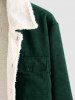 Double Pockets Design Fuzzy Fleece-lined Corduroy Jacket -  