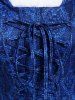 Robe à Capuche Fourrée à Imprimé 3D Haute Basse de Grande Taille à Lacets - Bleu 2x | US 18-20