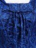 Robe à Capuche Fourrée à Imprimé 3D Haute Basse de Grande Taille à Lacets - Bleu L | US 12