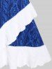 Plus Size Hooded Lace-up 3D Cable Knit Print Fluffy Trim High Low Dress -  