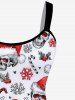 Plus Size Skulls Christmas Hat Snowflake Printed Sleeveless A Line Dress -  