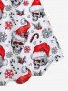 Robe en Ligne A sans Manches à Imprimé Crâne Chapeau de Noël et Flocon de Neige Grande Taille - Blanc 4XL