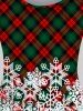 Plus Size Christmas Plaid Snowman Print Knee Length Dress -  