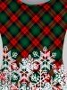 Plus Size Christmas Plaid Snowman Print Knee Length Dress -  
