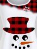 Plus Size Christmas Snowflake Snowman Printed Plaid Long Sleeves Tee -  