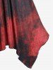 Robe Mi-Longue Mouchoir Teintée sans Manches de Grande Taille à Lacets - Rouge 1x | US 14-16