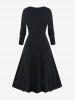 Robe Mi-Longue Asymétrique Gothique Bicolore de Grande Taille à Lacets - Noir 4x | US 26-28