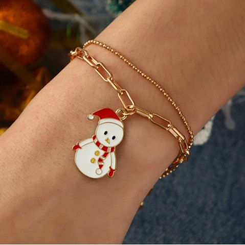 Bracelet à Plusieurs Branches Charmant Motif Bonhomme de Neige de Noël