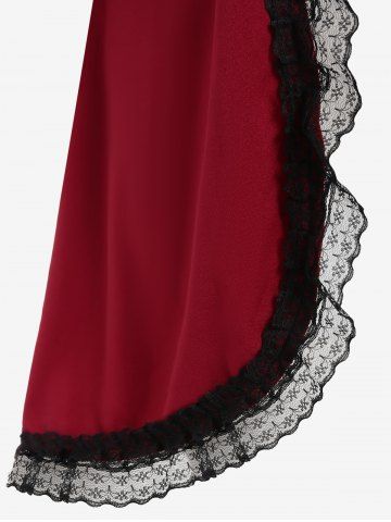 Plus Size Lace Trim Two Tone Lapel Coat