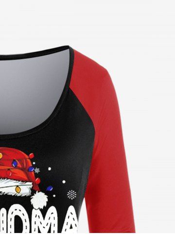 Plus Size Raglan Sleeve Graphic Print Christmas T-shirt