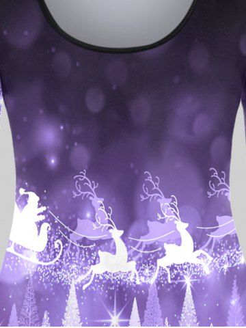 Plus Size Tree Elk Print Christmas T-shirt