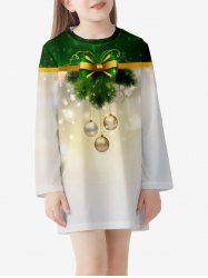 Kids Christmas Printed Long Sleeve T-shirt Dress -  