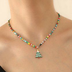 Collier avec Pendentif Sapin de Noël et Perles - Multi 