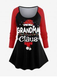 Plus Size Raglan Sleeve Graphic Print Christmas T-shirt -  
