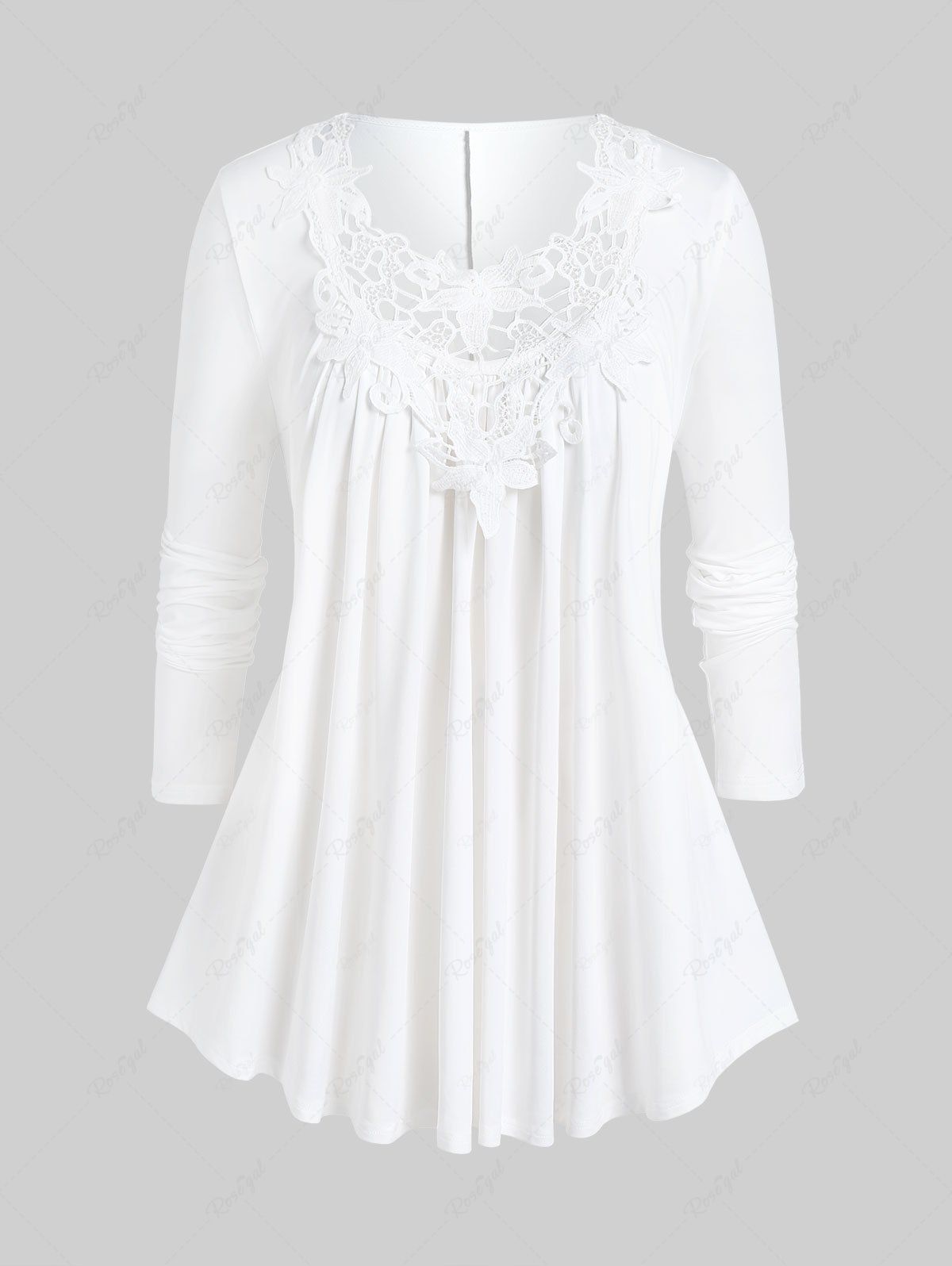 Shops Plus Size Solid Color Lace Guipure T-shirt  