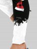Plus Size Christmas Hats Printed Two Tone Leggings -  