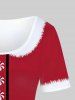 Robe de Noël Ligne A à Imprimé 3D Rayée de Grande Taille - Rouge L | US 12