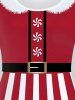 Robe de Noël Ligne A à Imprimé 3D Rayée de Grande Taille - Rouge M | US 10