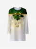 Robe T-shirt de Noël Imprimée à Manches Longues pour Enfants - Vert profond 110