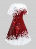 Plus Size Christmas Snowflake Ball Print A Line Dress -  