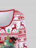 T-shirt de Noël à Imprimé 3D Chien et Cerf de Grande Taille à Manches Longues - Rouge 2X | US 18-20