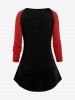 Ensemble de T-shirt de Noël Graphique Imprimé à Manches Raglan de Grande Taille - Rouge foncé 4X | US 26-28