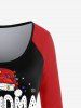 Ensemble de T-shirt de Noël Graphique Imprimé à Manches Raglan de Grande Taille - Rouge foncé 4X | US 26-28