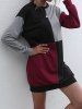 Colorblock Drop Shoulder Mini Sweatshirt Dress -  