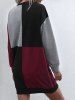 Colorblock Drop Shoulder Mini Sweatshirt Dress -  