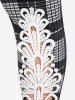 Plus Size Checked Guipure Lace Panel Skinny Pants -  