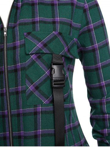 Plaid Lace Up Shacket and Crop Top and Stirrup Leggings Plus Size Outfit