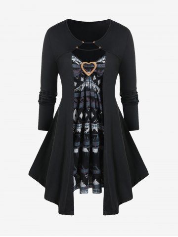 Top 1 Talla Extra Estampado Geo Corazón - BLACK - M | US 10